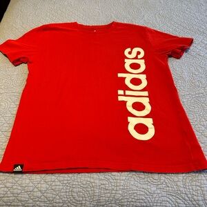 Adidas Boy’s Bold Red Tee with White Logo
